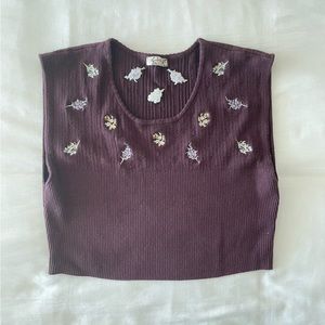 Free People Purple/Burgundy One Size Cropped Top. Sweater Material. Never Worn